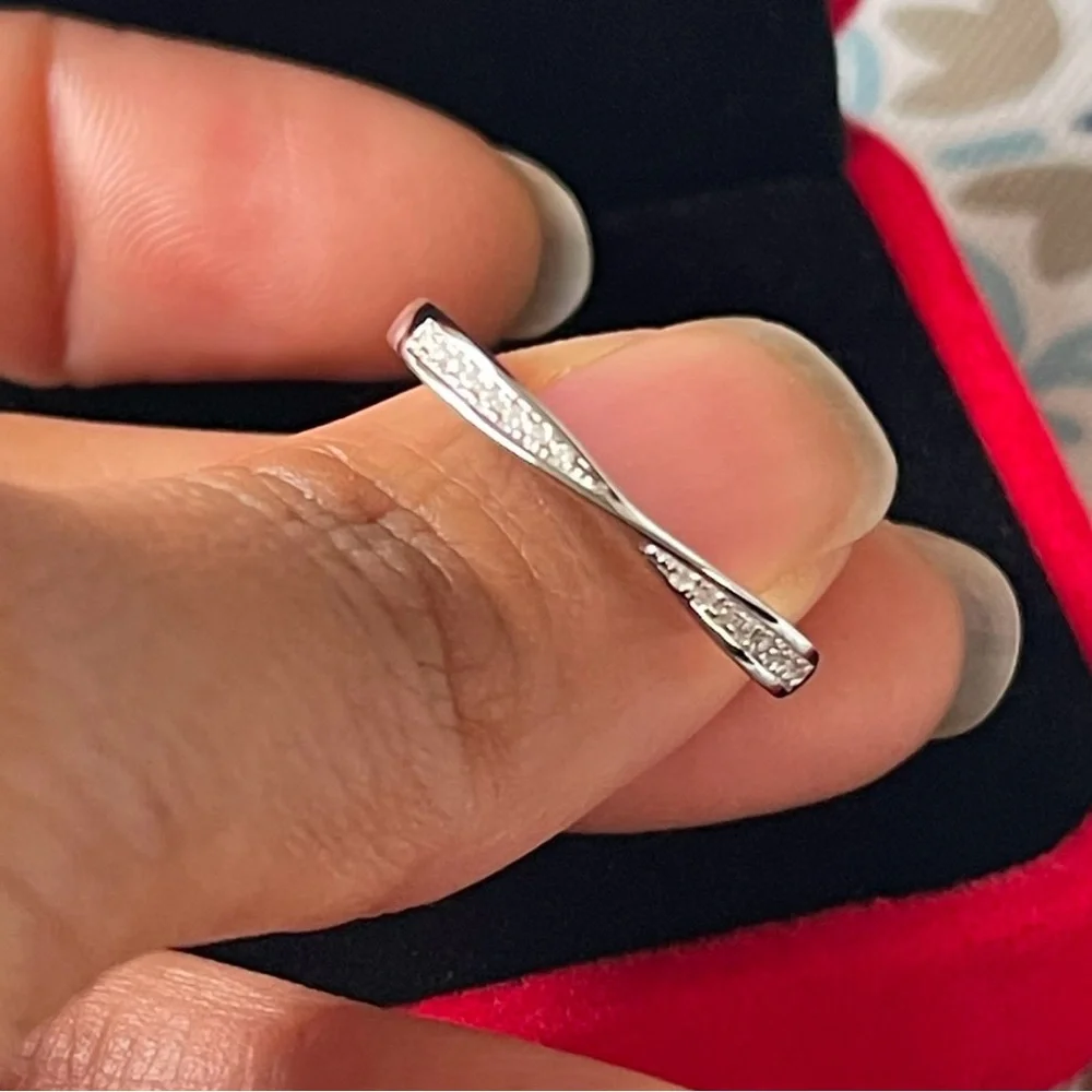 Solid sterling silver infinity Moissanite band ring